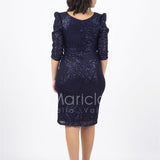 abito manica 3/4 paiette JC35026 BLU MARICLA ELEGANCE 