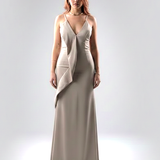 Abito da Sera a Sirena con Scollo a V e Drappeggio Frontale ANT25016XJ CHAMPAGNE ANTILLE ELEGANCE 