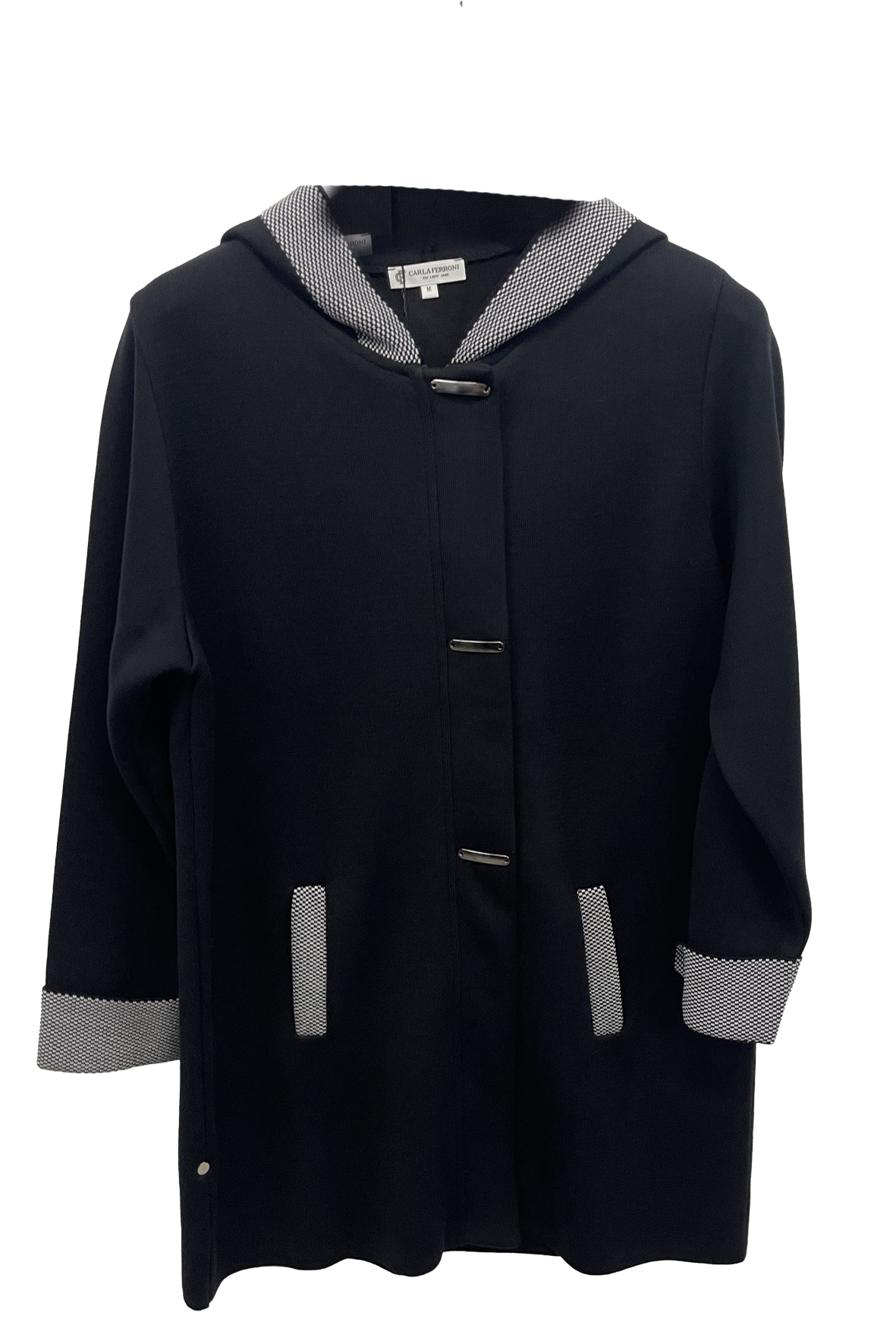cappotto di maglia con inserti fantasia CF26341 NERO CARLA FERRONI 