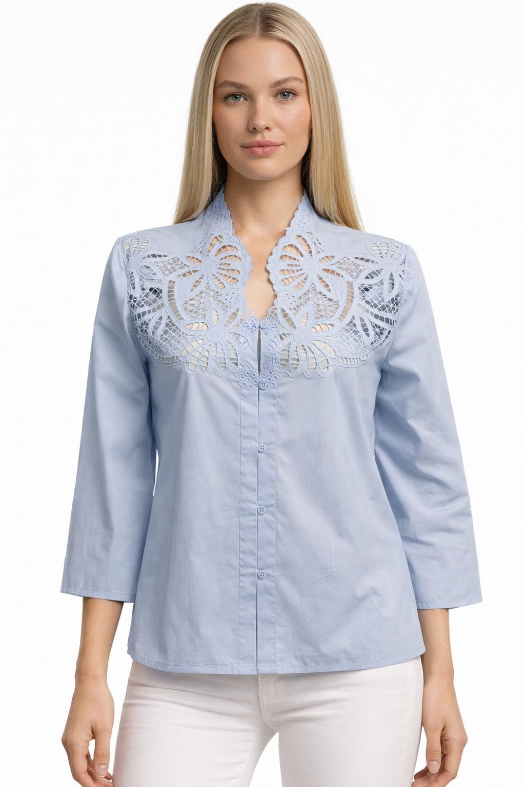 camicia pizzo sangallo CF32518 CELESTE CARLA FERRONI 