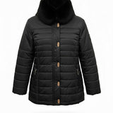 Giaccone piumino con pelliccia e cappuccio<BR/> MARTA NERO MARICLA 