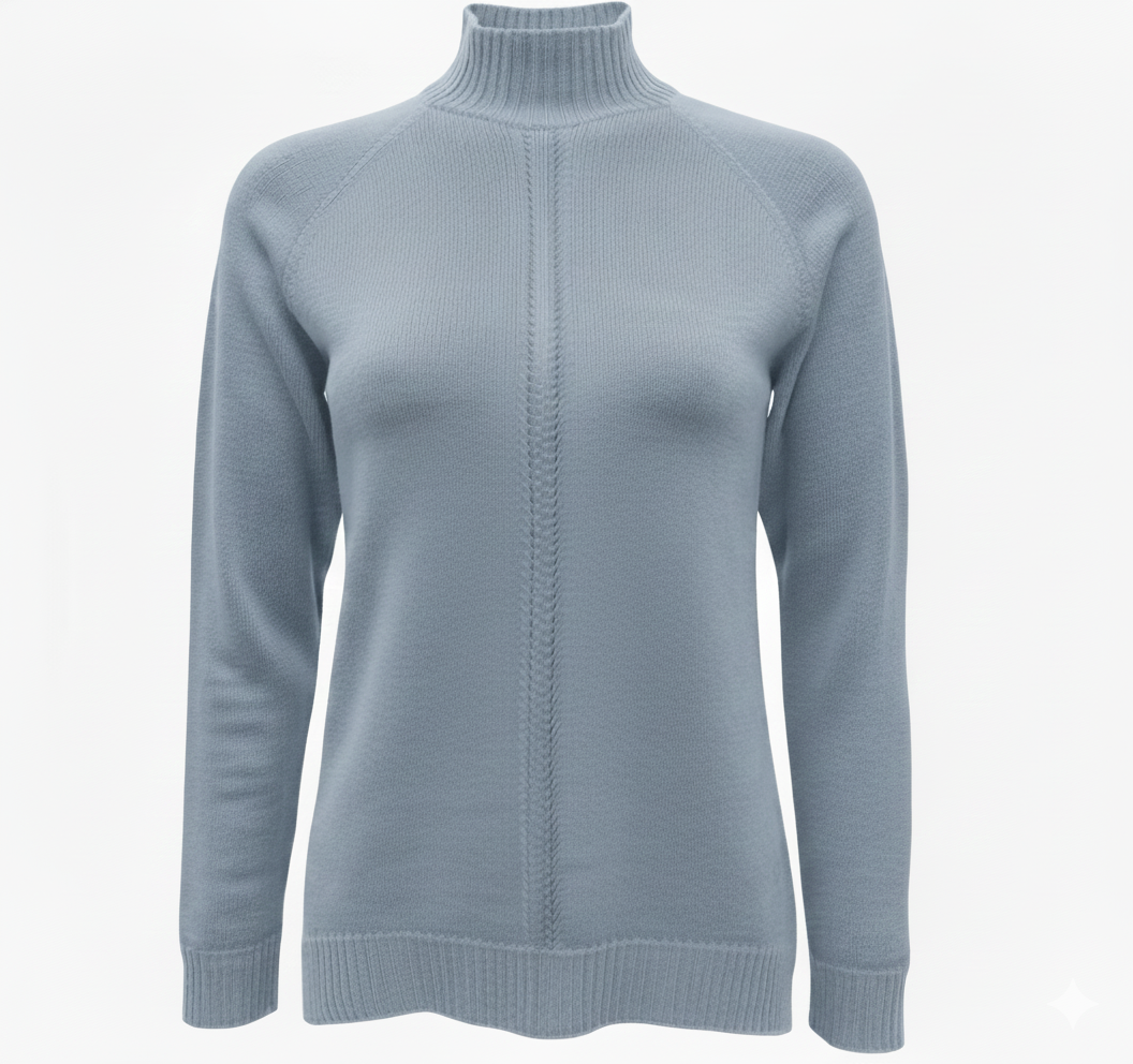 Maglia 100% lana lupetto lavorato CF4399 INDACO CARLA FERRONI 