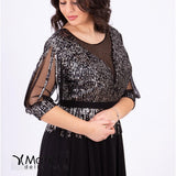 lungo con manica paiette JC34810 NERO MARICLA ELEGANCE 