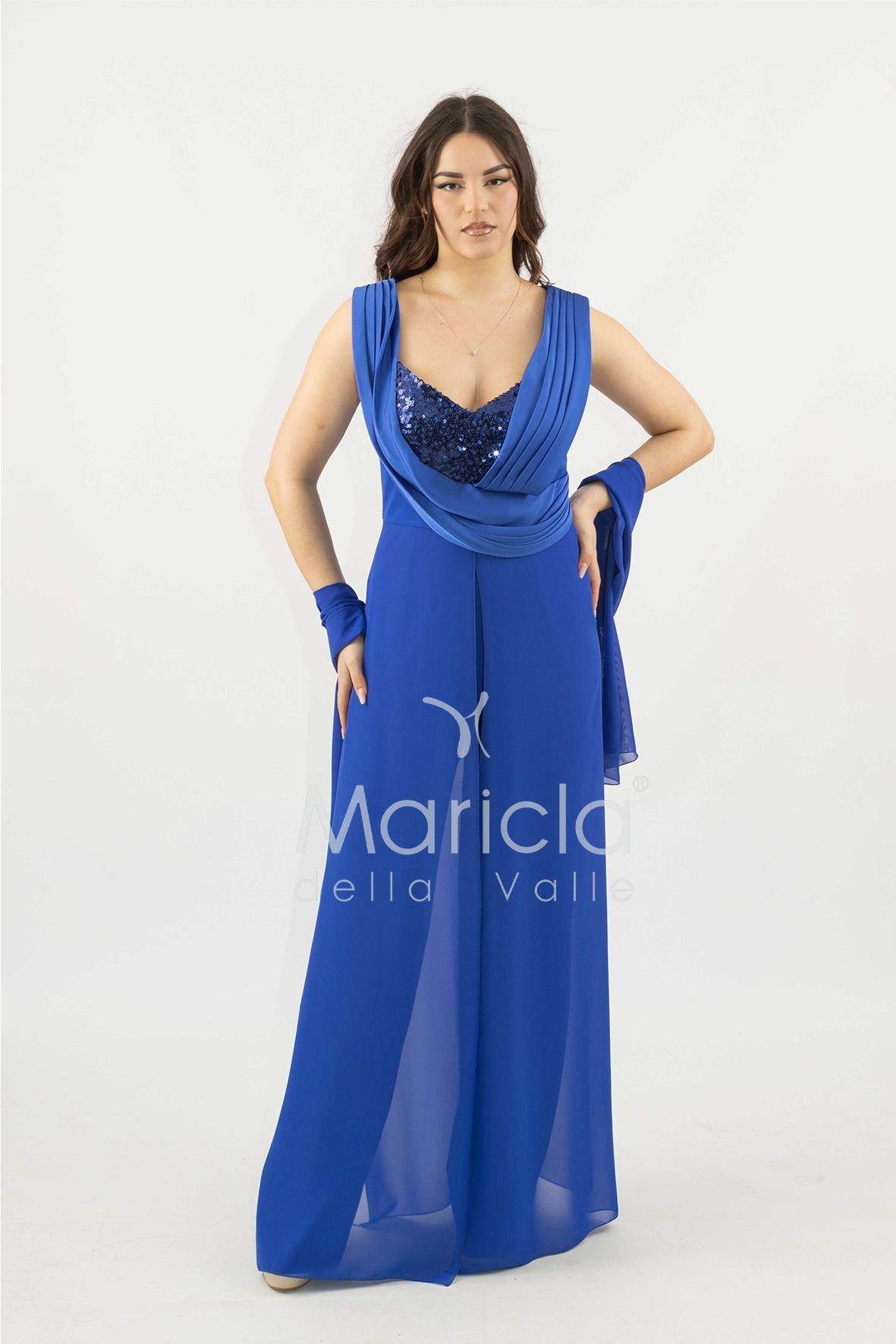 tuta con scollo paiette SH910TU ROYAL SHARON 