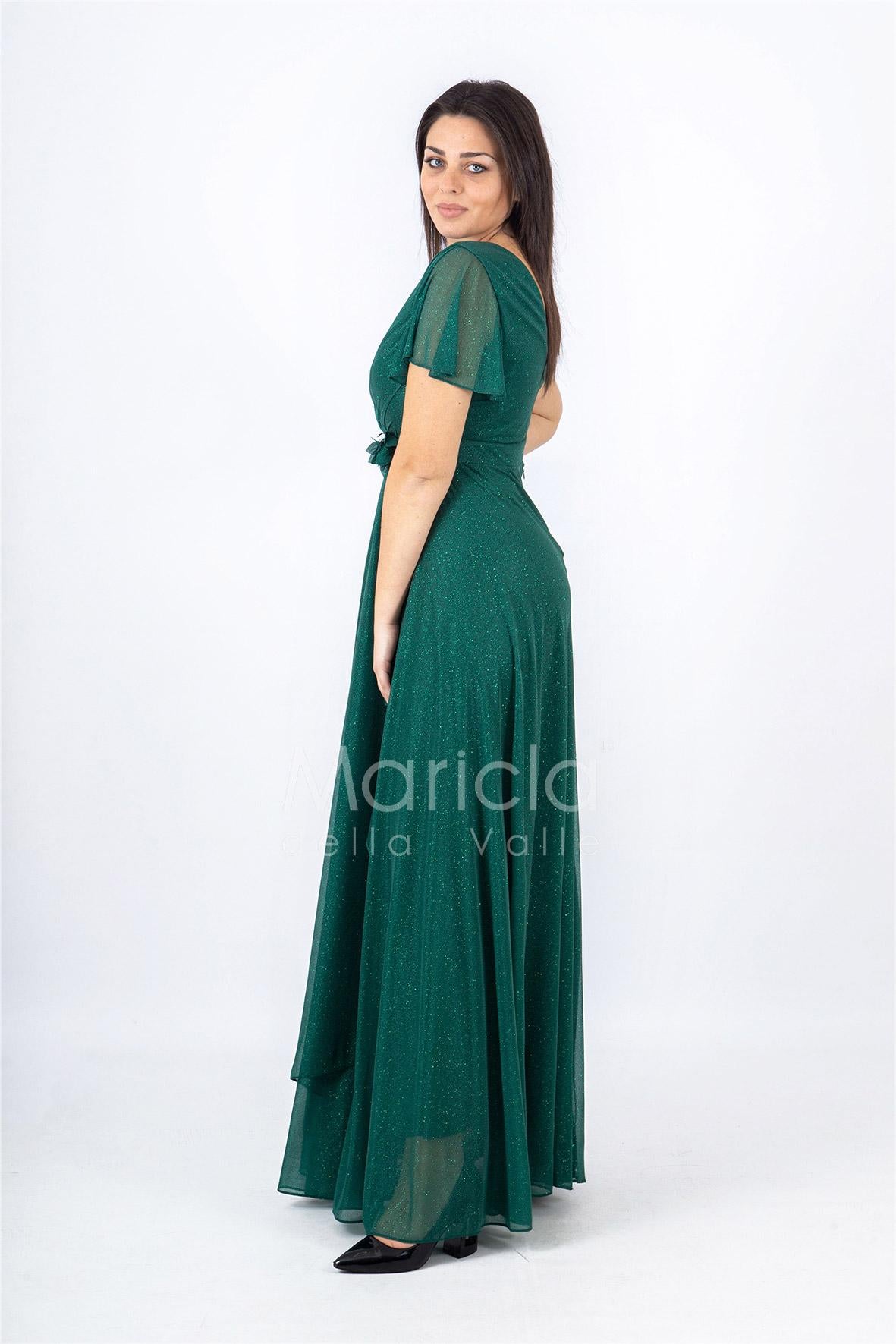 abito con fiore glitter JC34929 VERDE MARICLA ELEGANCE 