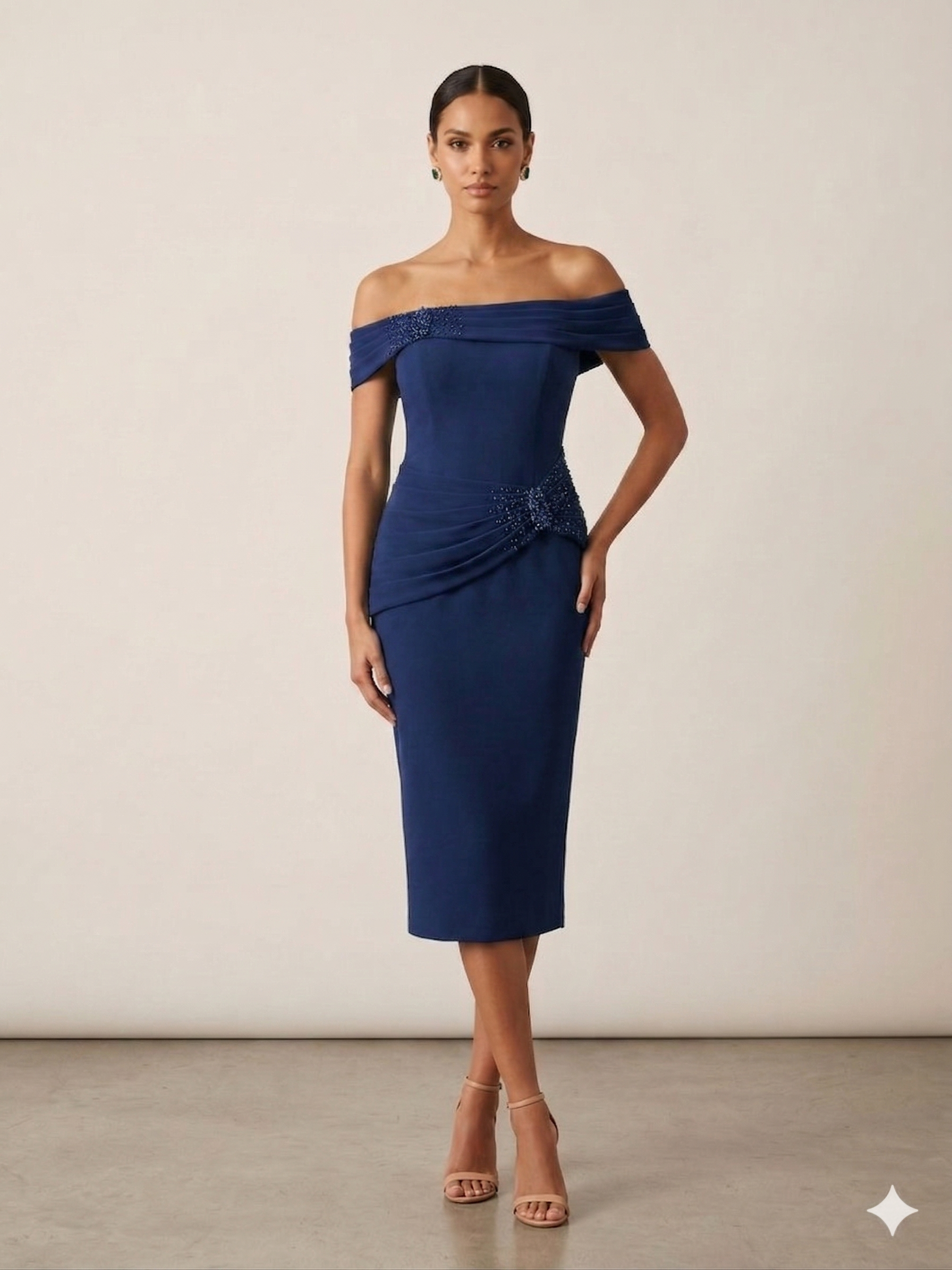 tubino crepe strass CAR58658 BLU MARICLA ELEGANCE 