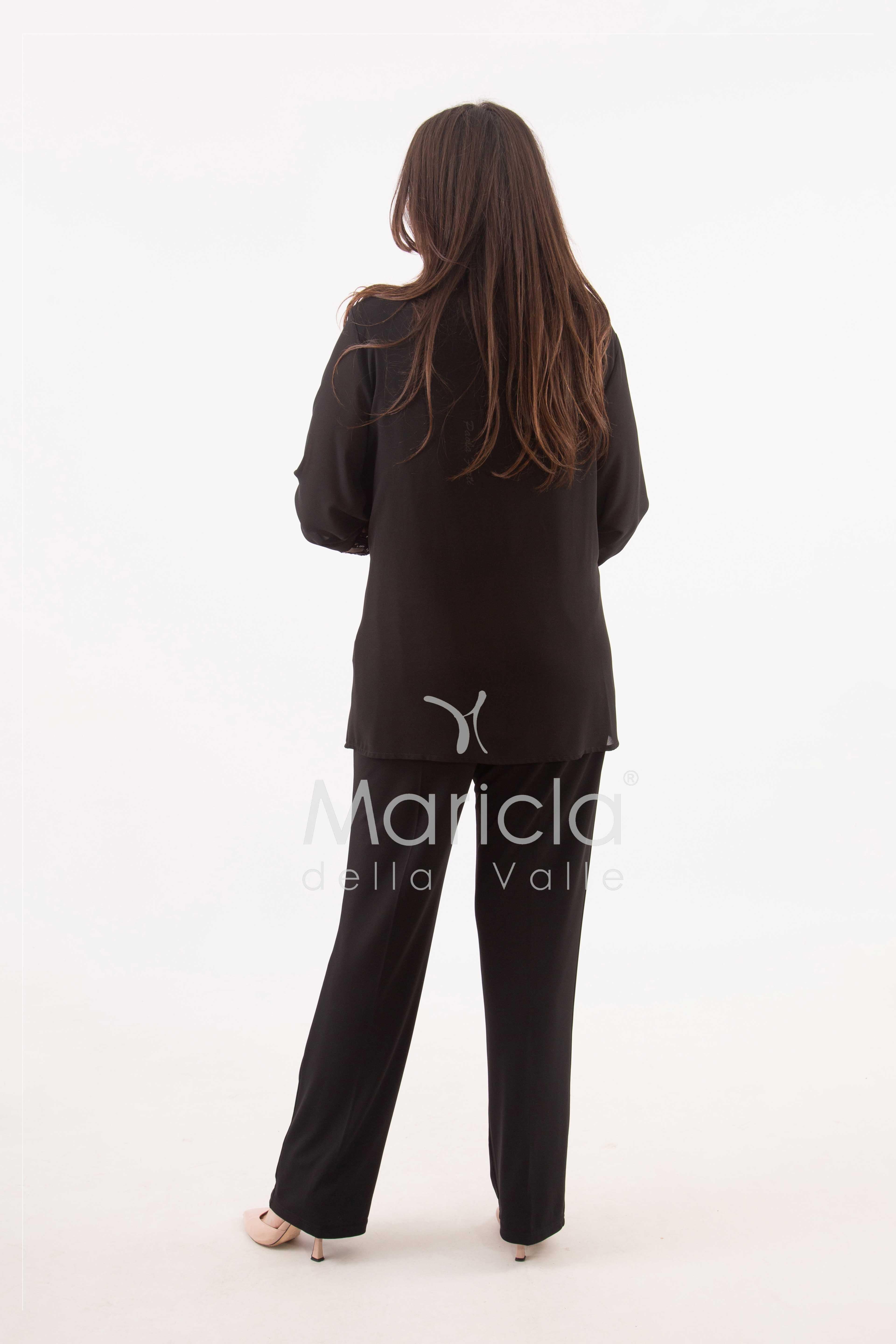 completo 3 pz ricamato PF2240 NERO PAOLA FORTI 