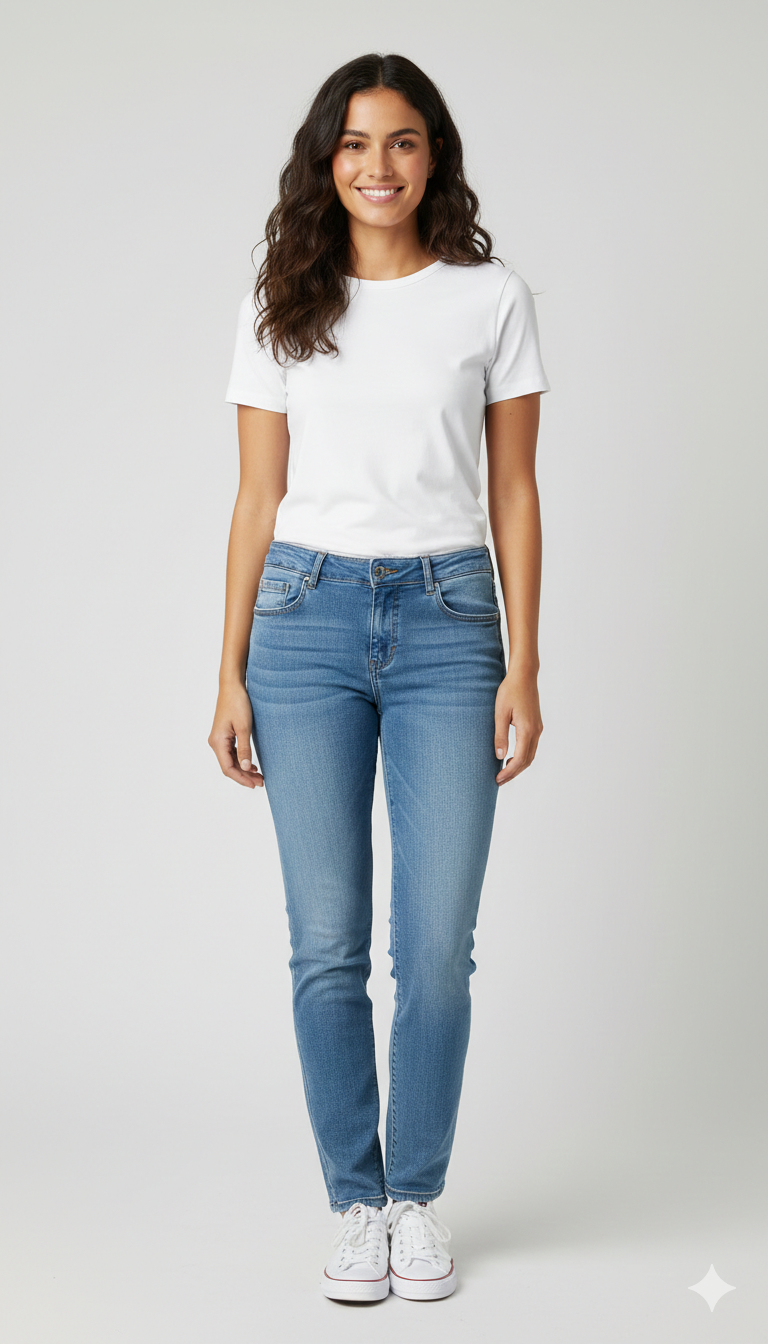 Pantalone jeans stretto con strass tasca GH5586 DENIM MARICLA 