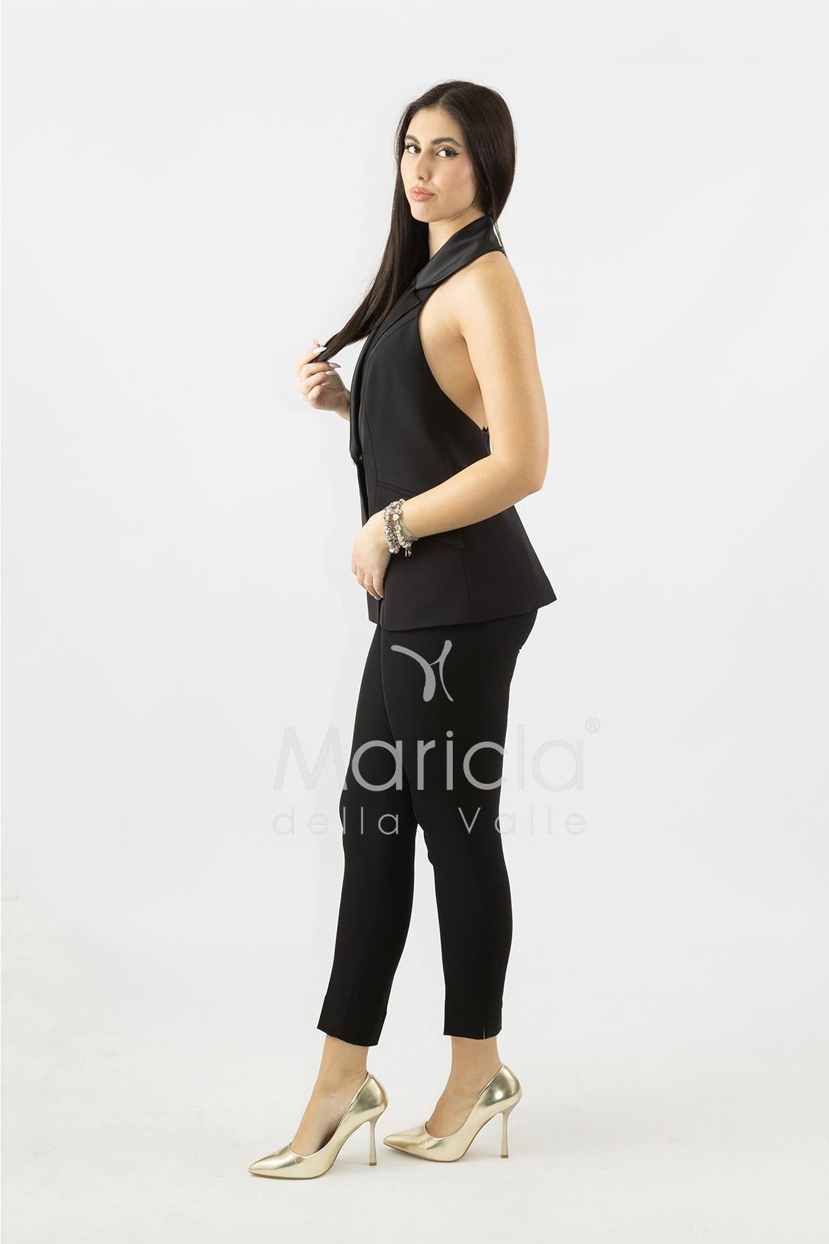 Completo gilet smoking con pantalone SH707CP NERO SHARON 