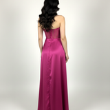 abito steccato con trasparenza e spacco HC5117 FUCSIA MARICLA ELEGANCE 