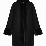 giaccone con cappuccio bordato con pelliccia ROMI2738 NERO MARICLA 