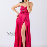Abito lungo con scollo a cuore/fiocchi ANT20038 FUCSIA ANTILLE ELEGANCE 