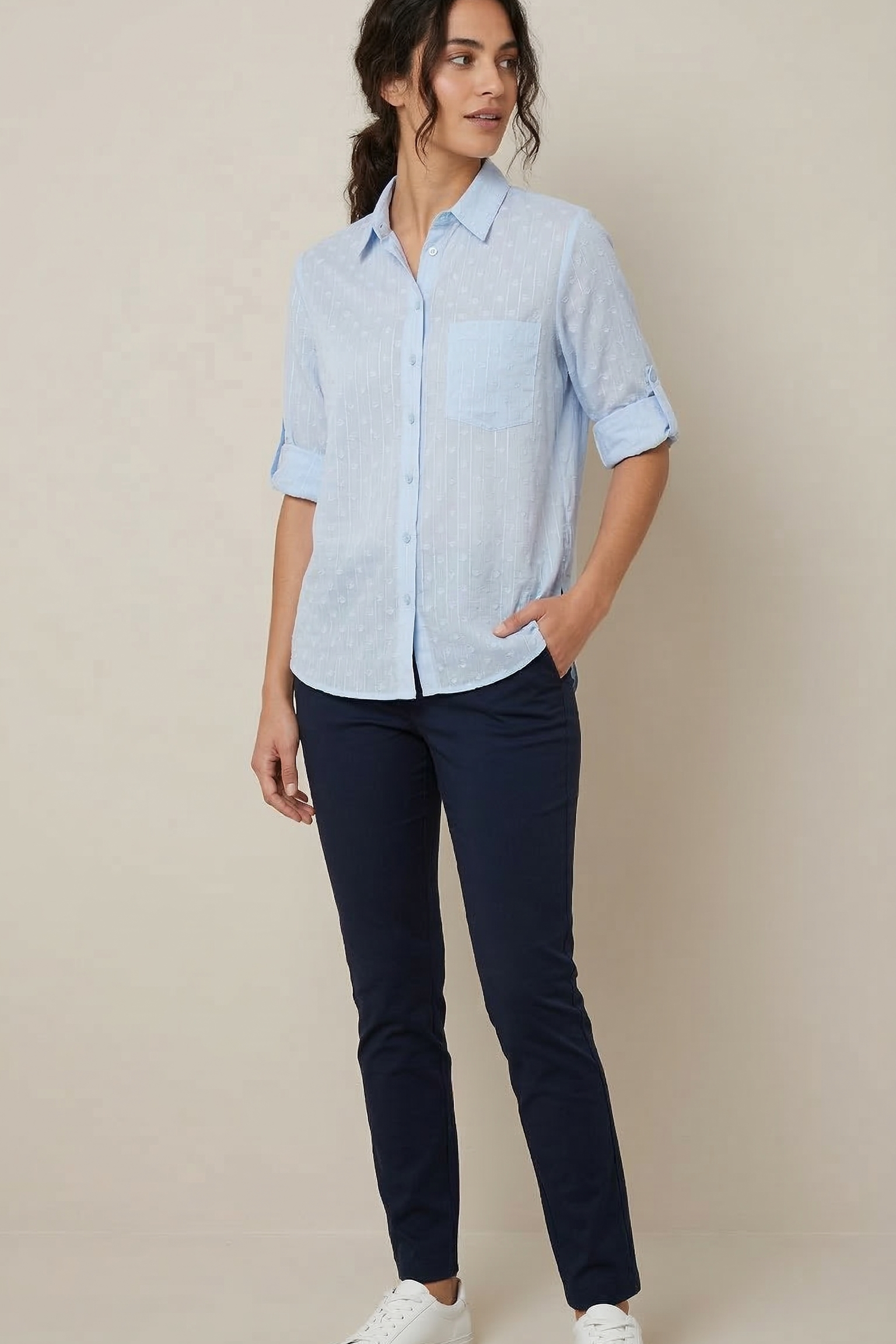 camicia operata LIN458 CELESTE MARICLA 