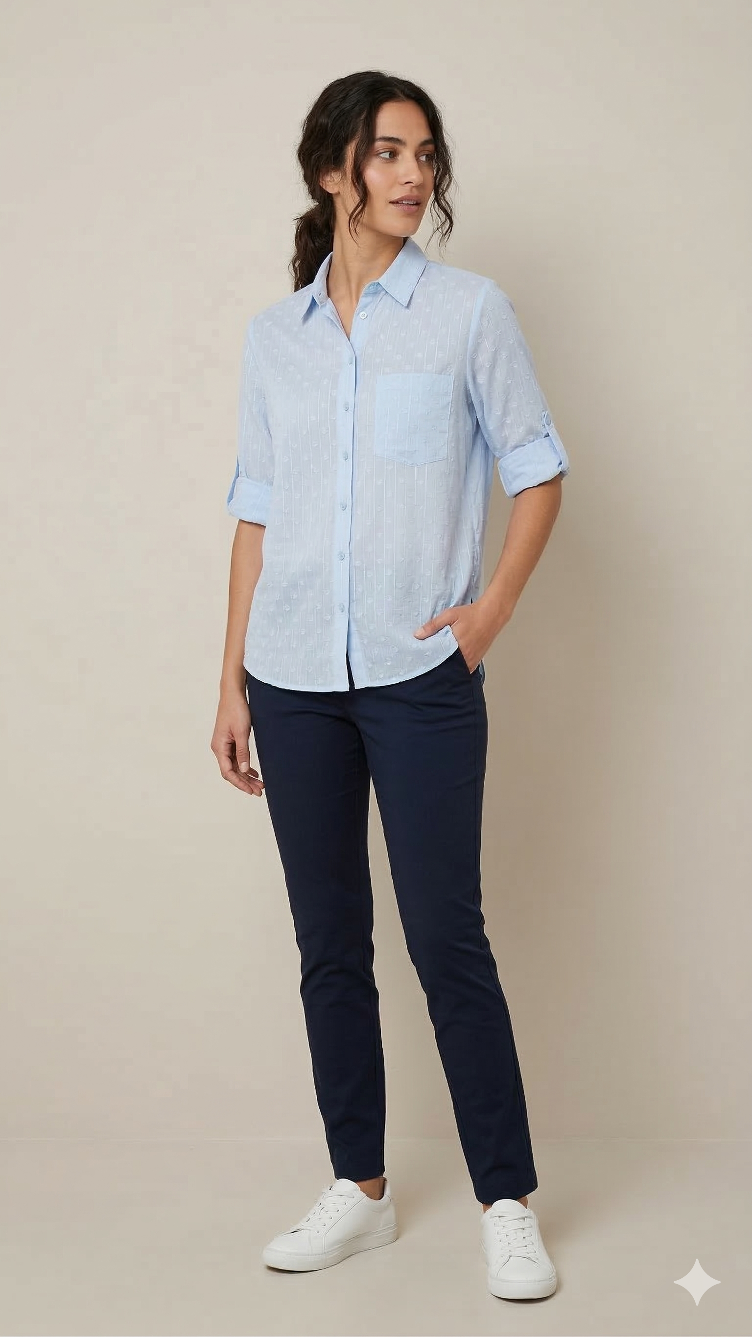 camicia operata LIN458 CELESTE MARICLA 