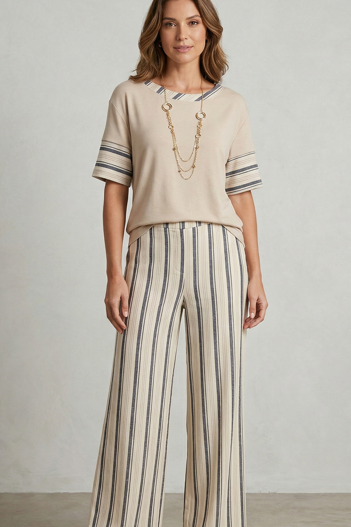 pantalone fantasia con casacca CF70292 CREMA CARLA FERRONI 