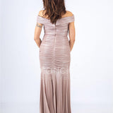abito sirena glitterato plisse RG3637 ROSA GIGLI CERIMONIA 