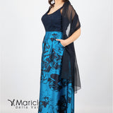 Abito lungo fantasia<BR/> SG8550 BLU SOLO GIOIE 