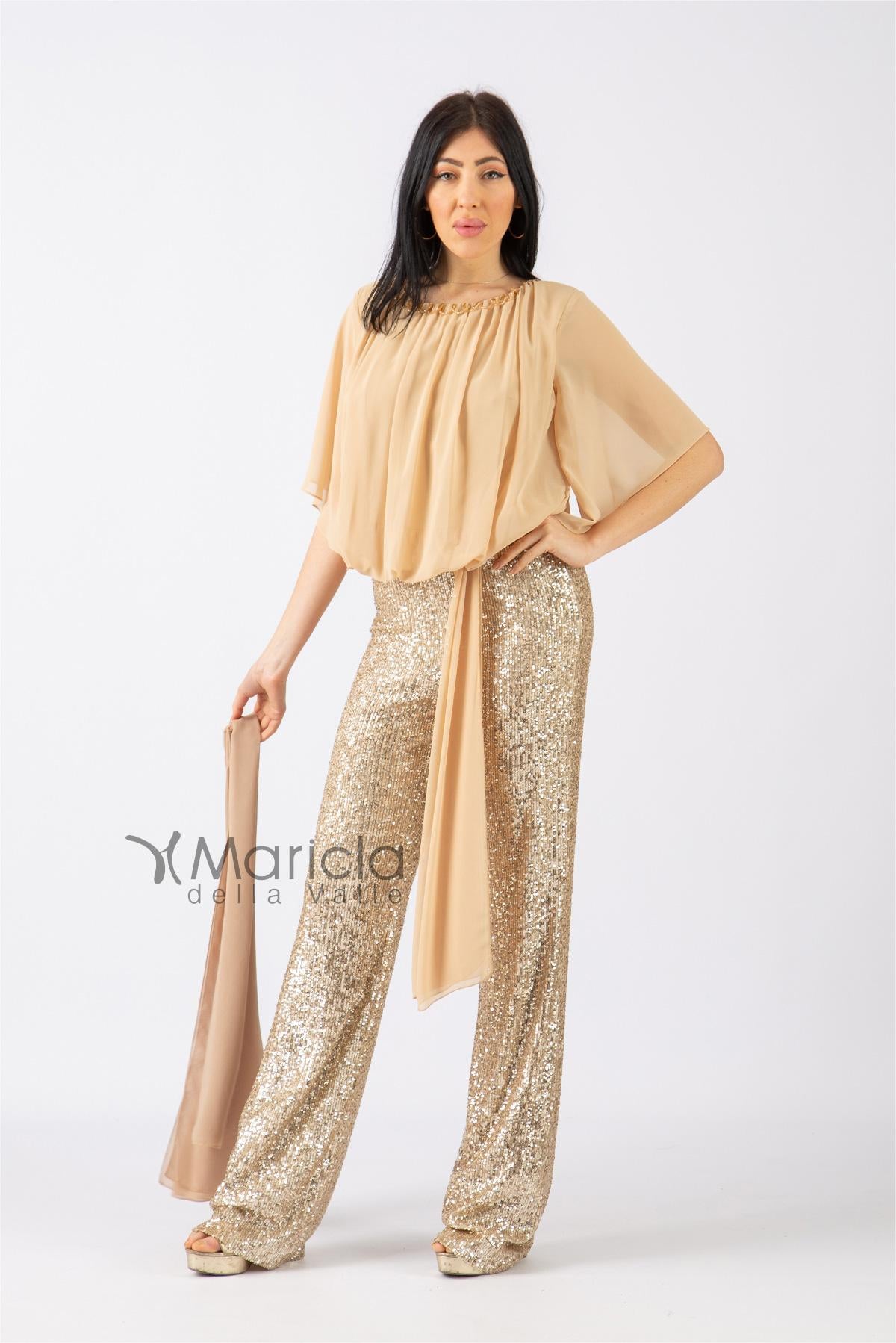 Tuta con pantalone paillettes LDR7 ORO LES DEMOISELLES 