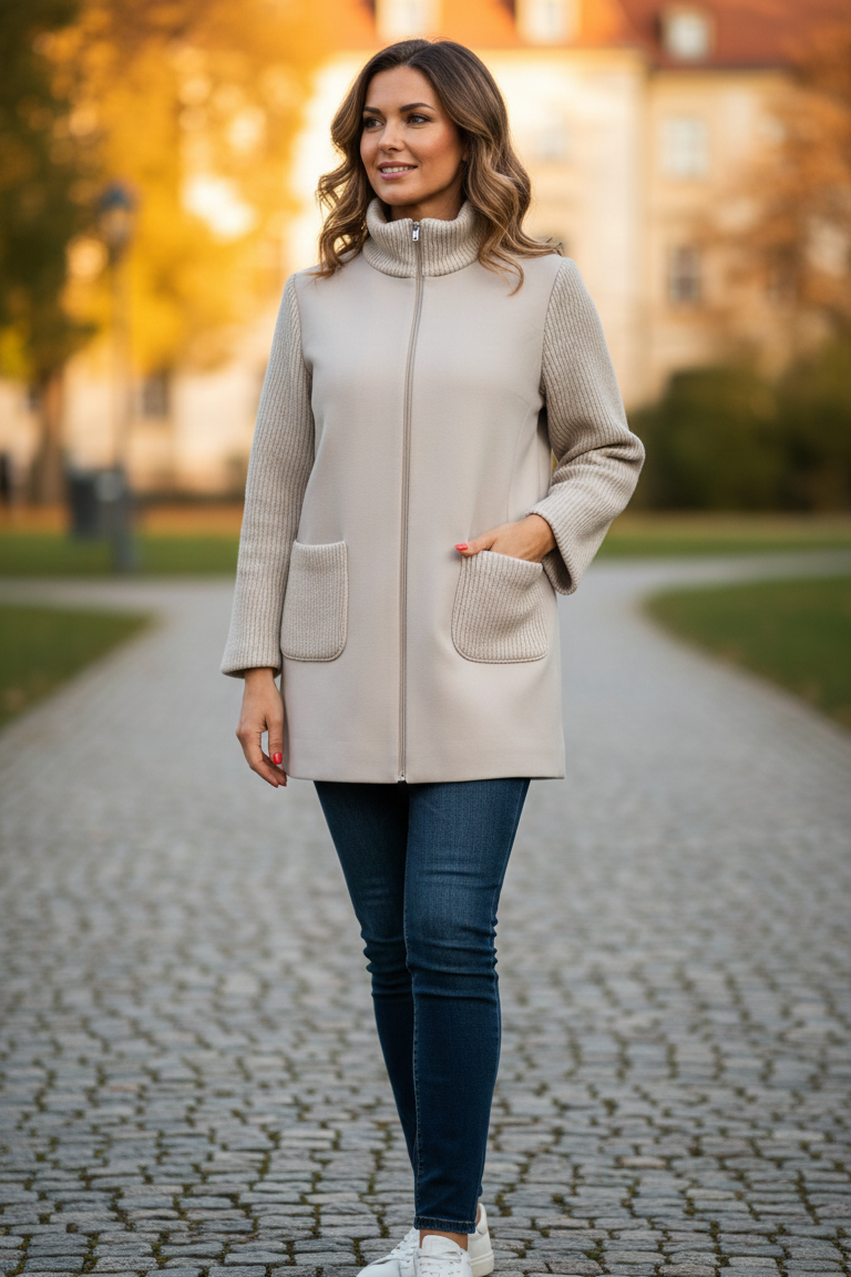 giaccone con lana coste BIGNAMI BEIGE MARICLA 