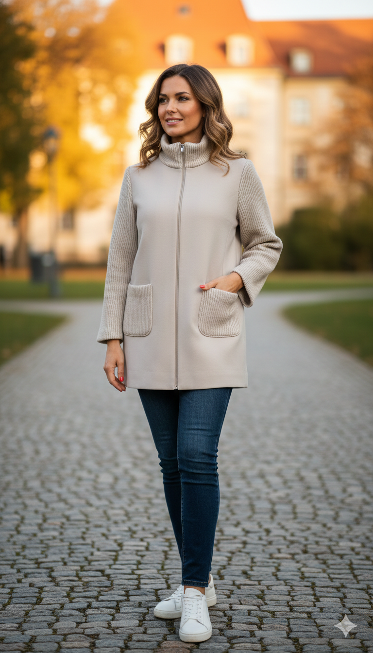 giaccone con lana coste BIGNAMI BEIGE MARICLA 