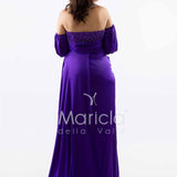 abito lungo perle maniche aggiunte CAR58168 VIOLA MARICLA ELEGANCE 