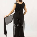 tuta con scollo paiette SH910TU NERO SHARON 