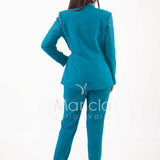 Tailleur con pioggia di strass Completo 3 pezzi SH409 PETROLIO SHARON 