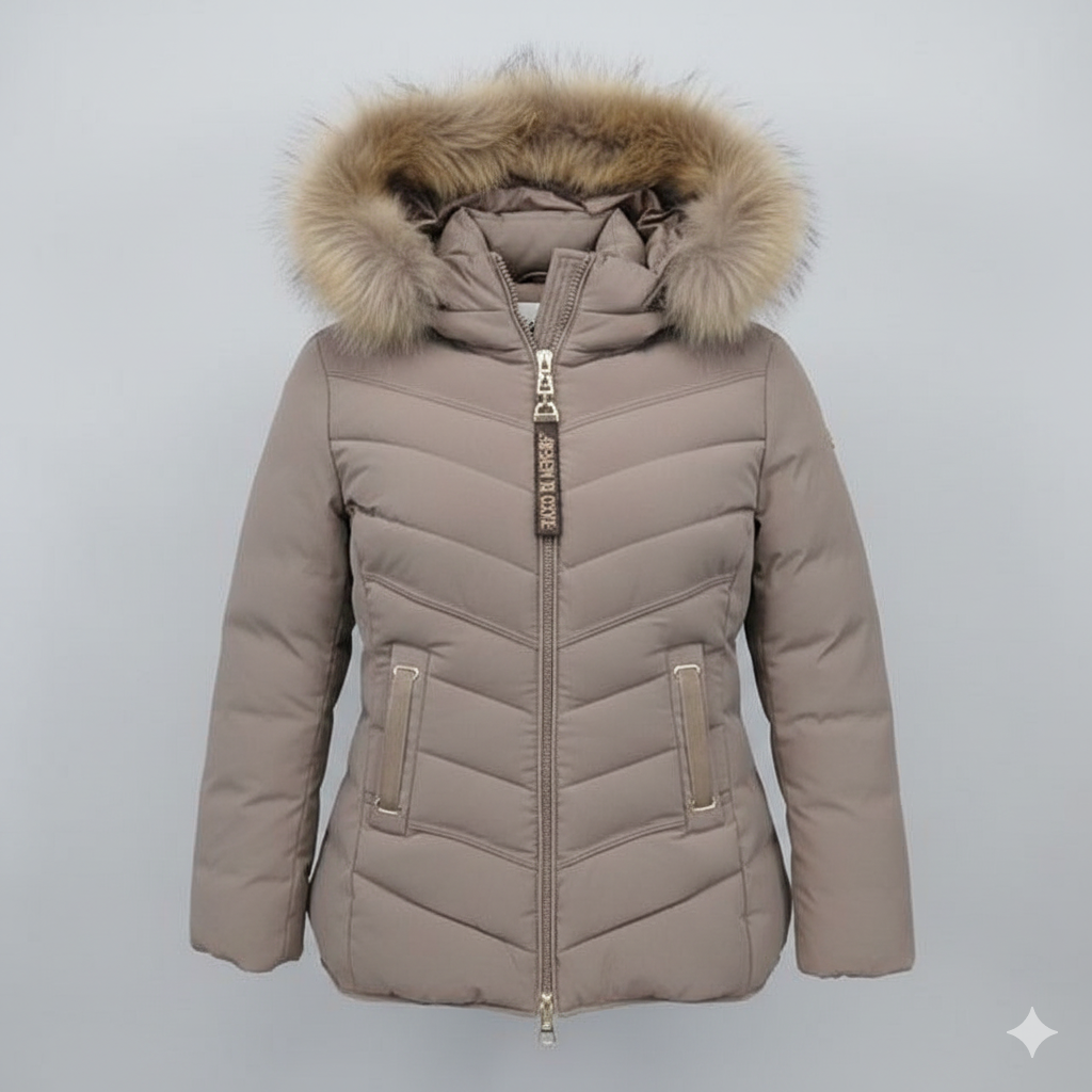 Giaccone con cappuccio in pelliccia EC25091 SABBIA MARICLA 