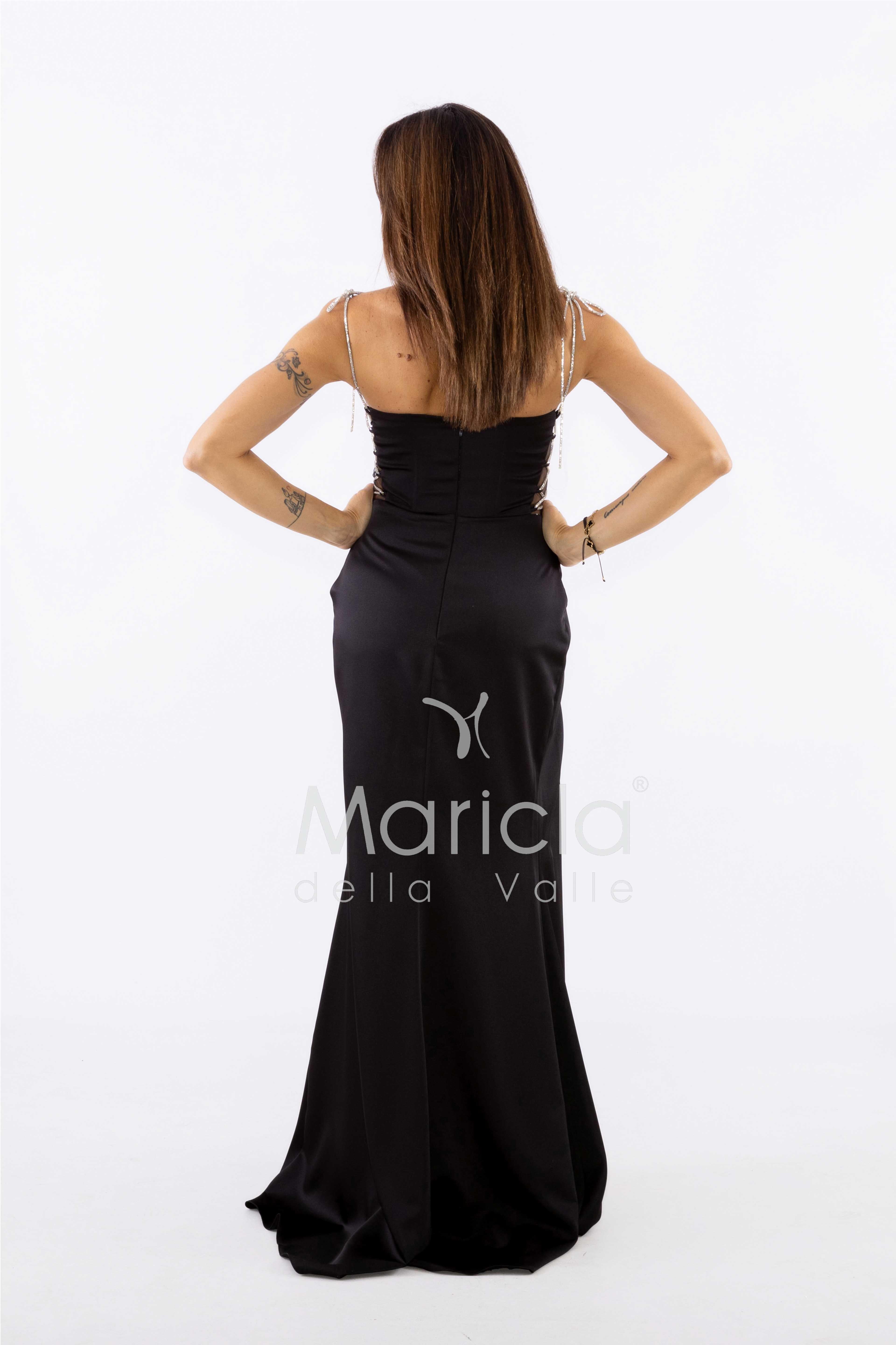 abito lungo coppe e lacci argento CAR58166BIS NERO MARICLA ELEGANCE 