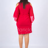 Abito midi con manica ricamata SH106 FUXIA SHARON 