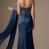 abito lungo con corpetto paiette CAR58539 BLU MARICLA ELEGANCE 