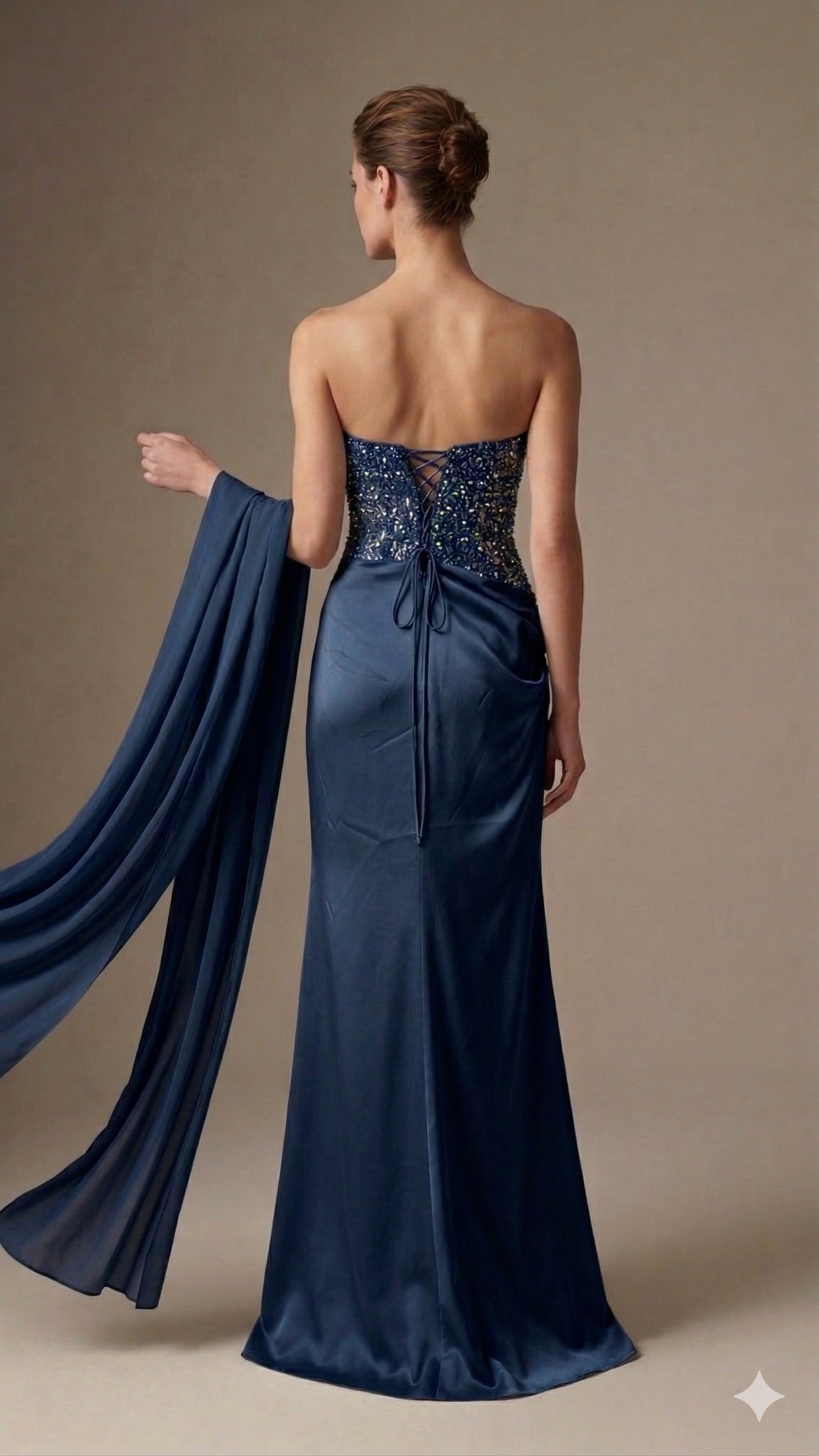 abito lungo con corpetto paiette CAR58539 BLU MARICLA ELEGANCE 