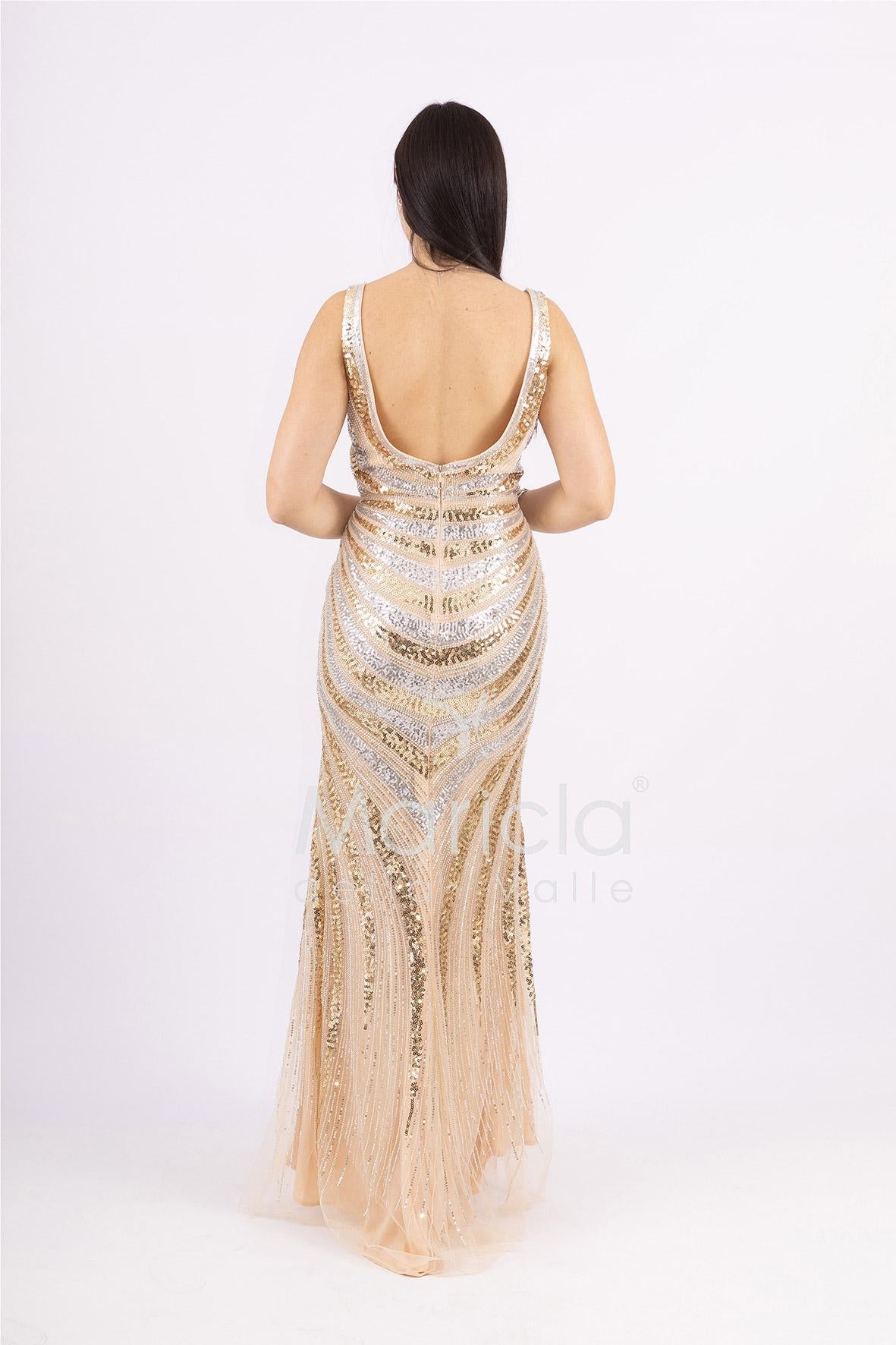 Abito a sirena in paiette FP883020 ORO MARICLA ELEGANCE 