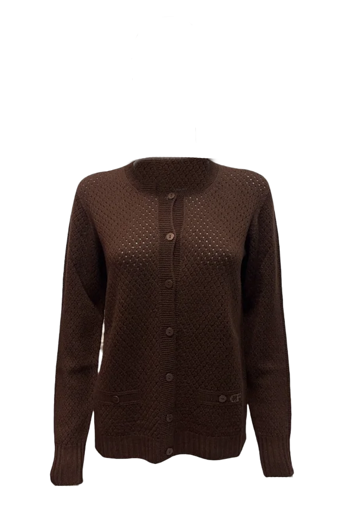 Maglia giacchino traforato 100% lana CF4380 MORO CARLA FERRONI 