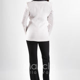 tailleur 3 pz bicolore pantalone zampa PF212TP BIANCO PAOLA FORTI 
