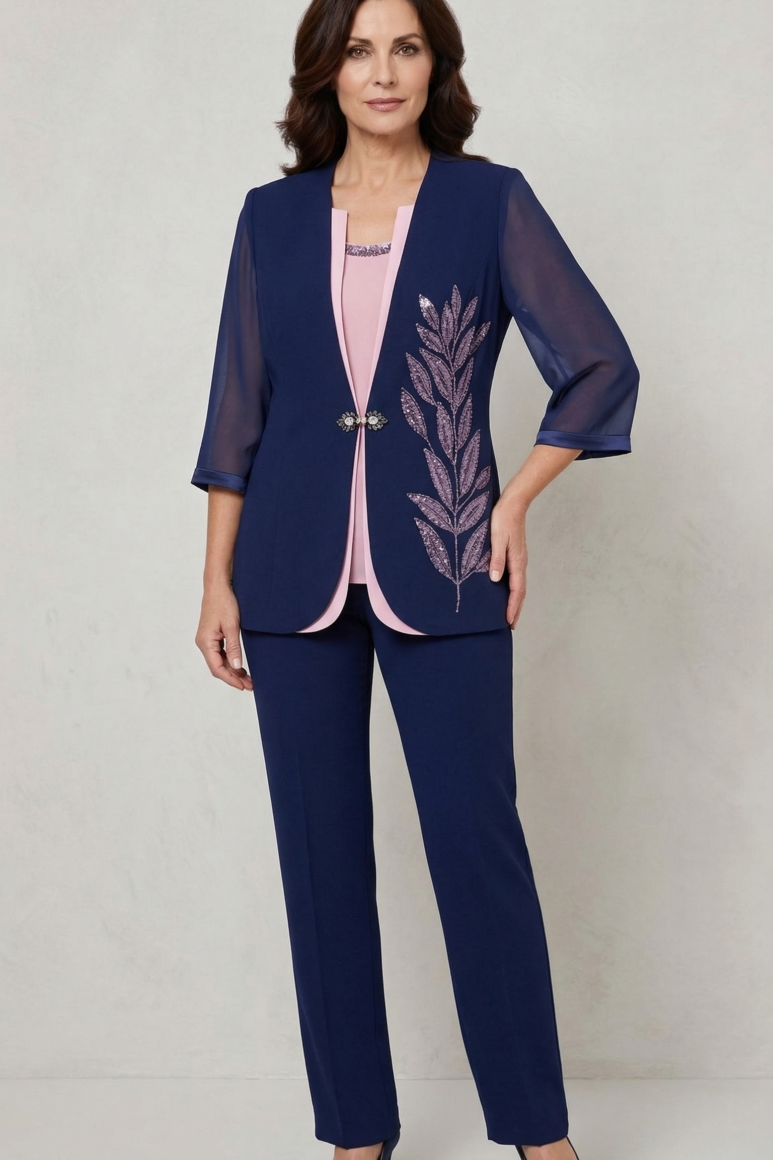 tailleur 3 pezzi giacca strass NC4426 BLU MARICLA ELEGANCE 