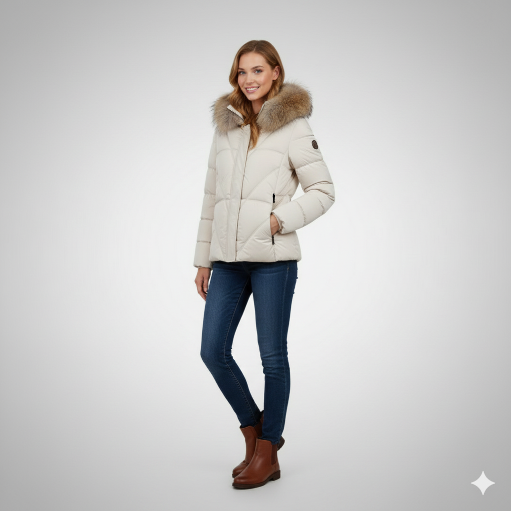 giaccone medio stondato EC6009 PANNA MARICLA 