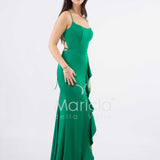 abito lungo con rouche JC35122 VERDE MARICLA ELEGANCE 