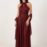 Abito lungo scollo all'americana FI6646 AMARONE MARICLA ELEGANCE 