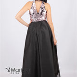 Abito con gonna ampia e top fantasia. MVV42176 ROSA MARIA VITTORIA VINCI 