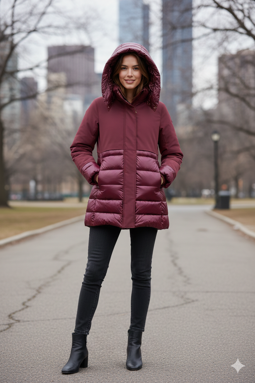 Giaccone trapuntino con cappuccio LIN3406 AMARONE LINDAS 