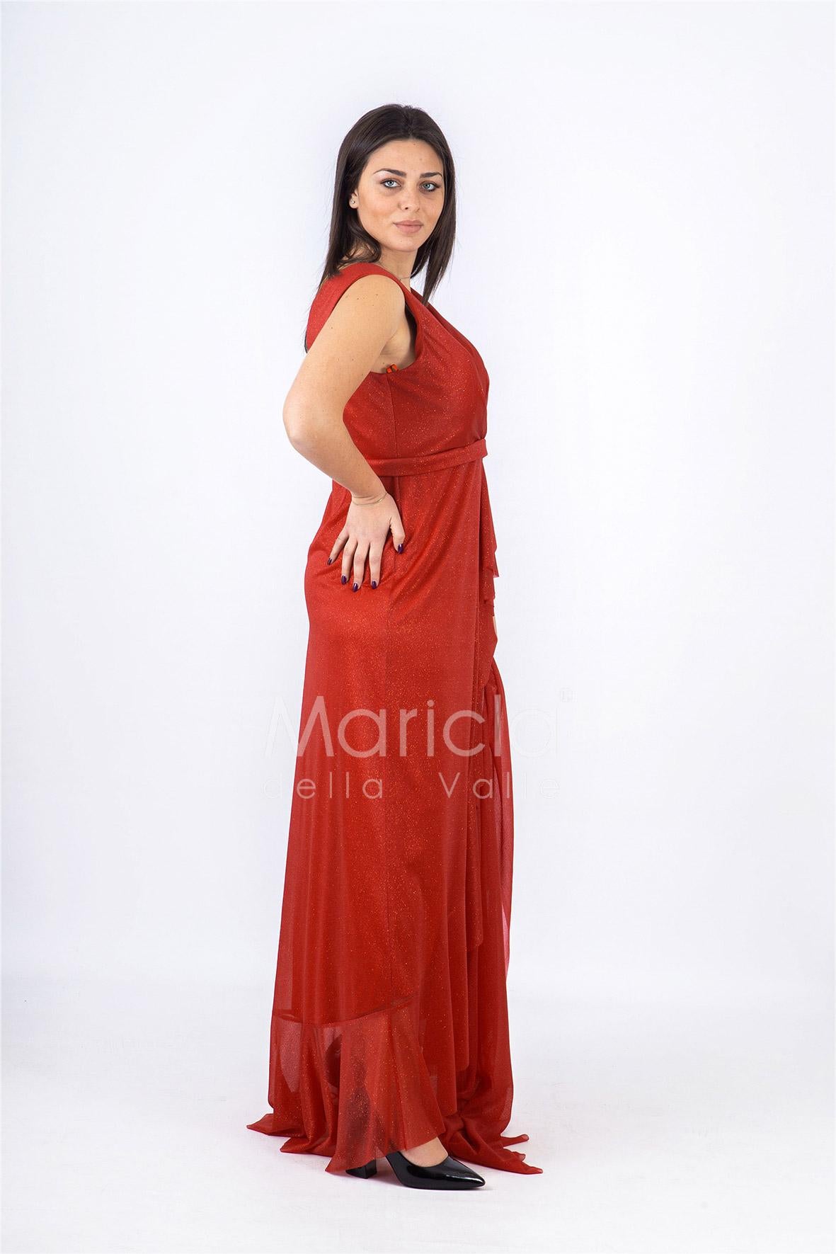 abito con rouche JC34896 ROSSO MARICLA ELEGANCE 