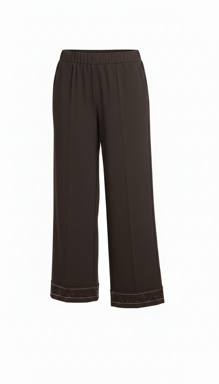 pantalone fluido con piegone strass FFTITTY MORO MARICLA 