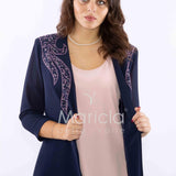 tailleur strass onda collo PF2180 BLU PAOLA FORTI 