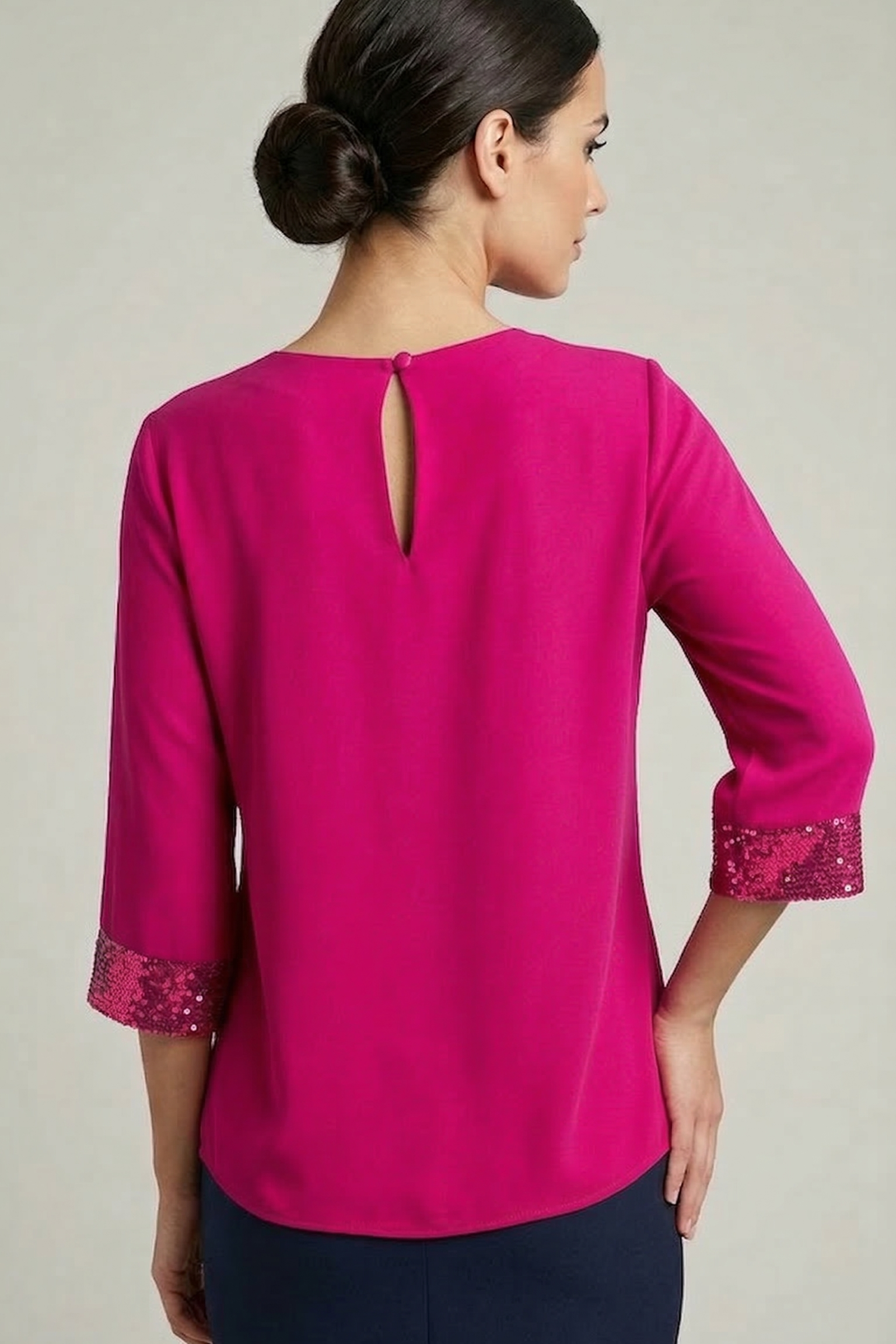 Blusa Elegante con Polsini in Paillettes FFSUSY FUCSIA MARICLA 