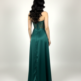 abito steccato con trasparenza e spacco HC5117 VERDE MARICLA ELEGANCE 