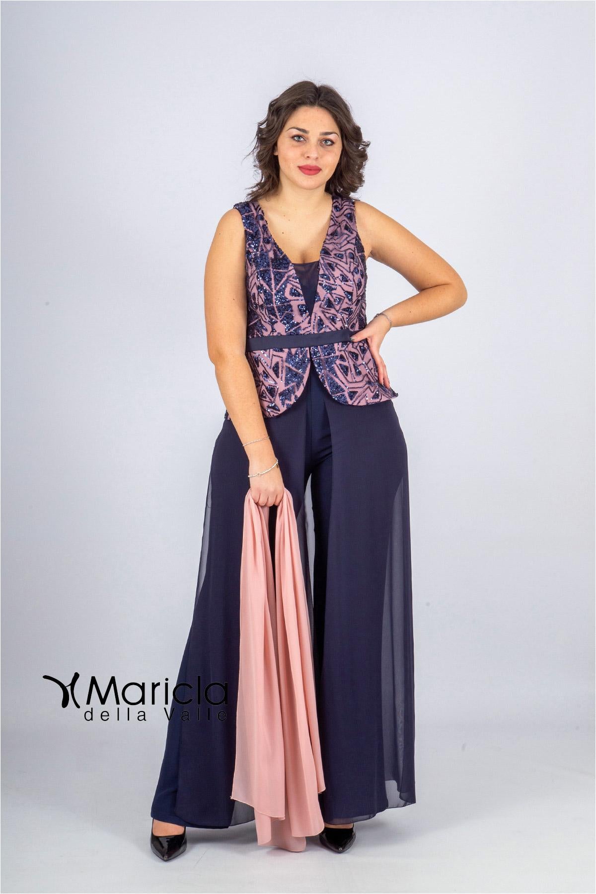 con baschina paiette PF101/22 BLU PAOLA FORTI 