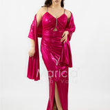 abito lungo drappeggiato effetto bagnato JC35251 FUCSIA MARICLA ELEGANCE 