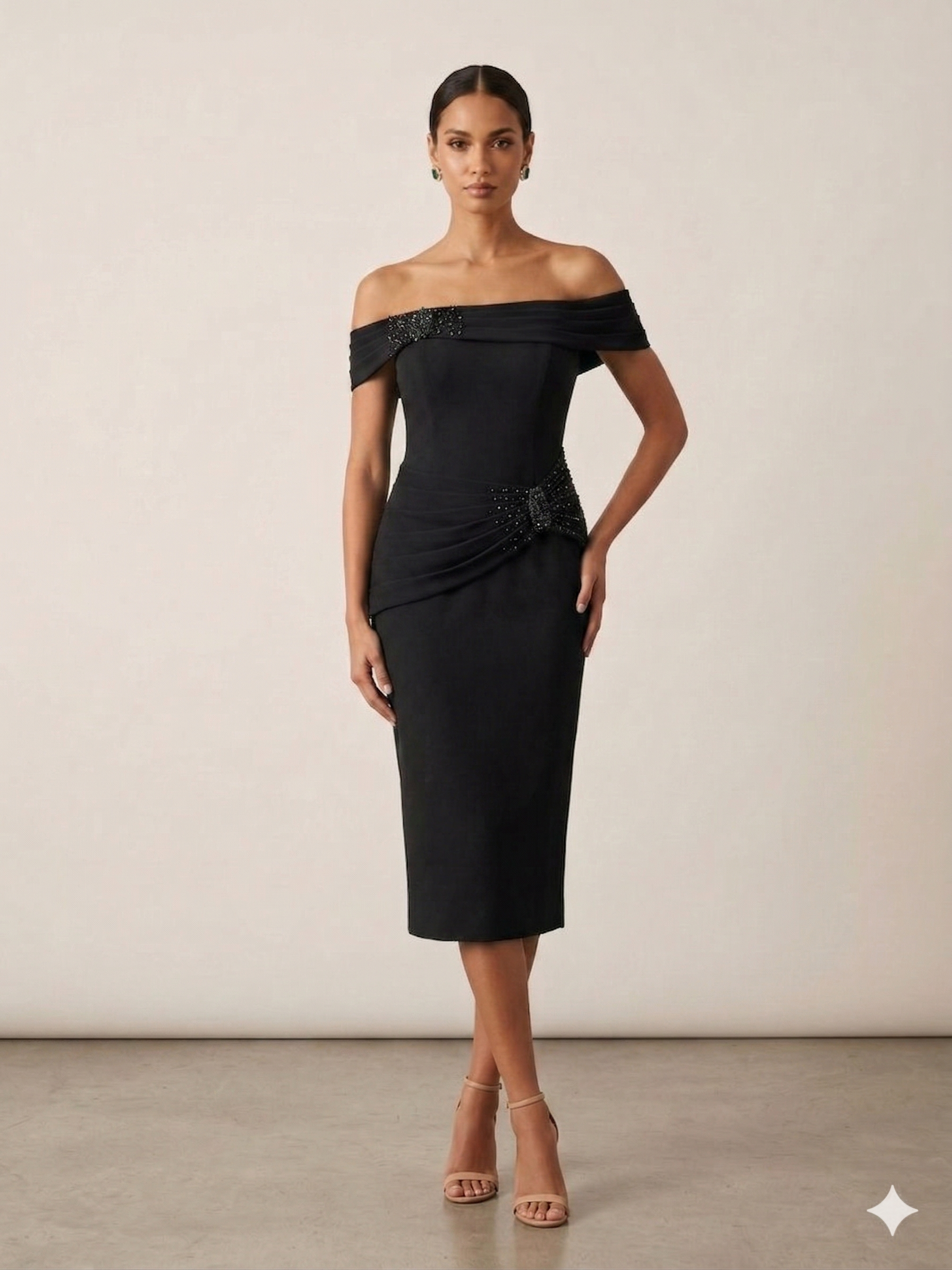 tubino crepe strass CAR58658 NERO MARICLA ELEGANCE 