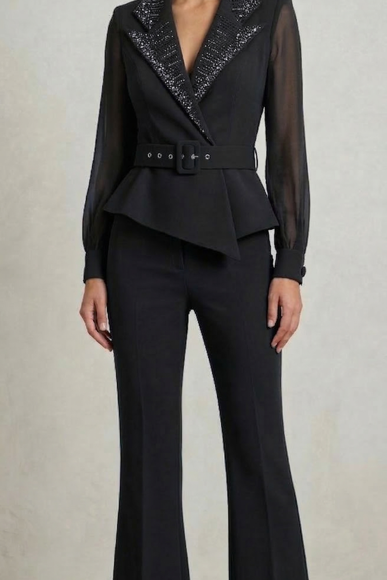 tuta bavero smoking strass LH120TU NERO LUDOVICA HASSLER 